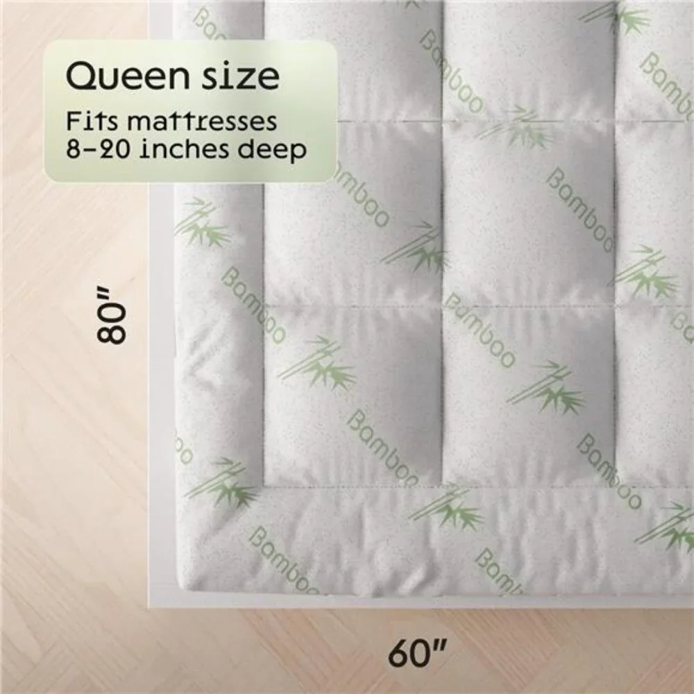 Ultra Soft Queen Mattress Topper - Viscose Made from Bamboo Mattress Pad